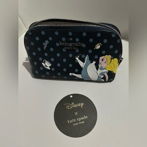 Kate Spade Navy Blue Alice in Wonderland Polka Dot Pouch